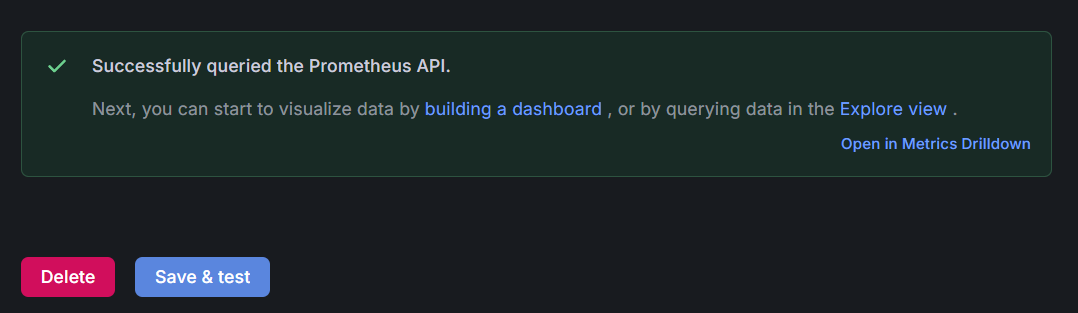 Prometheus Save &amp; test Successfully